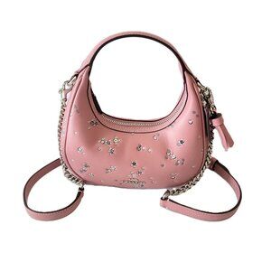 Coach CCE63 Carmen Mini Crossbody Star Embossed Leather Handbag Dusty Pink Multi